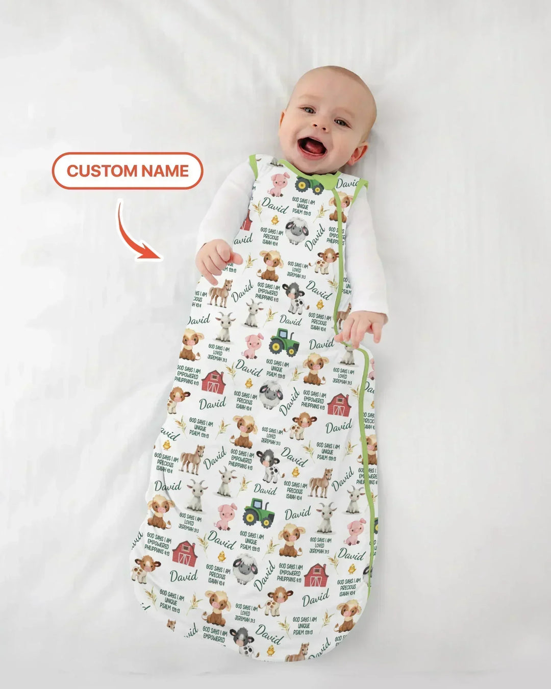 Custom Name God Says I Am Farm Animals Bamboo Sleep Bag