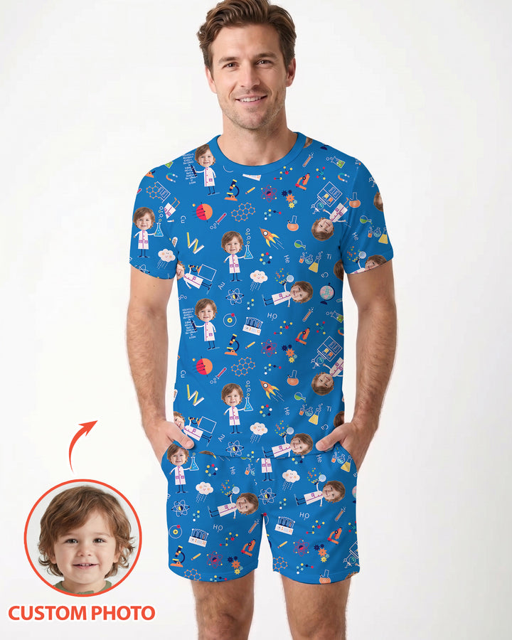 Custom Image Chemical Laboratory Bamboo Men Short Sleeve Short Pajama Set