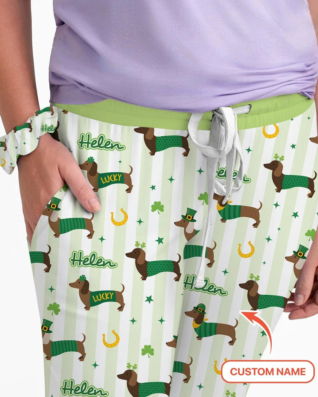 Lucky Dachshunds St. Patrick's Day Family Matching Bamboo Women Pajama Set