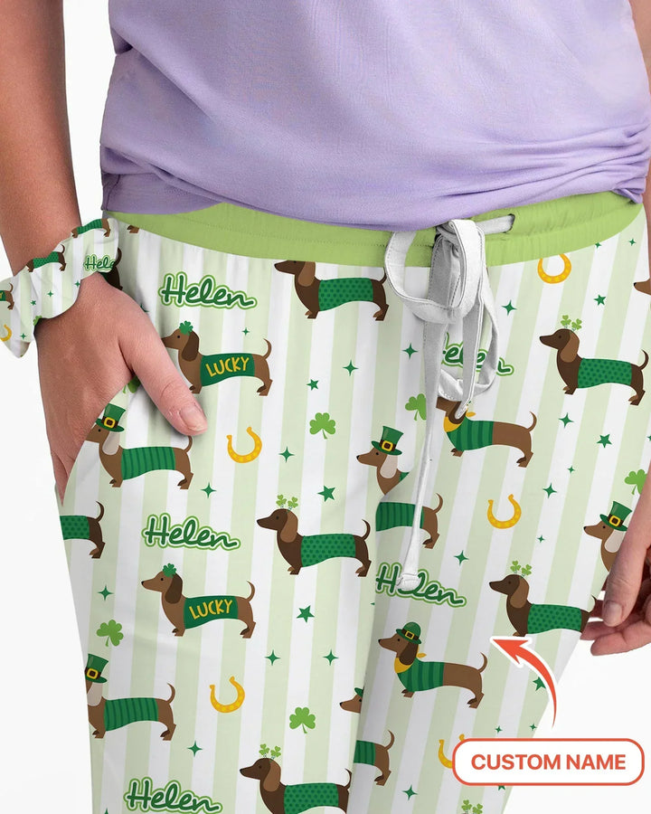 Lucky Dachshunds St. Patrick's Day Family Matching Bamboo Women Pajama Set