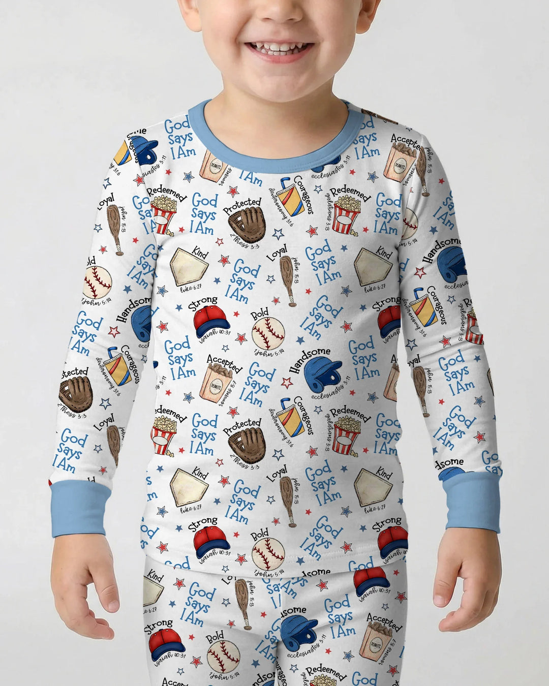 Christian Baseball Bamboo Two Piece Long Sleeve Pajama Set