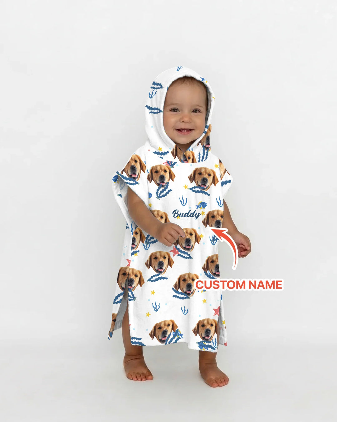 Custom Photo We All Need Vitamin Sea Bamboo Swim Poncho