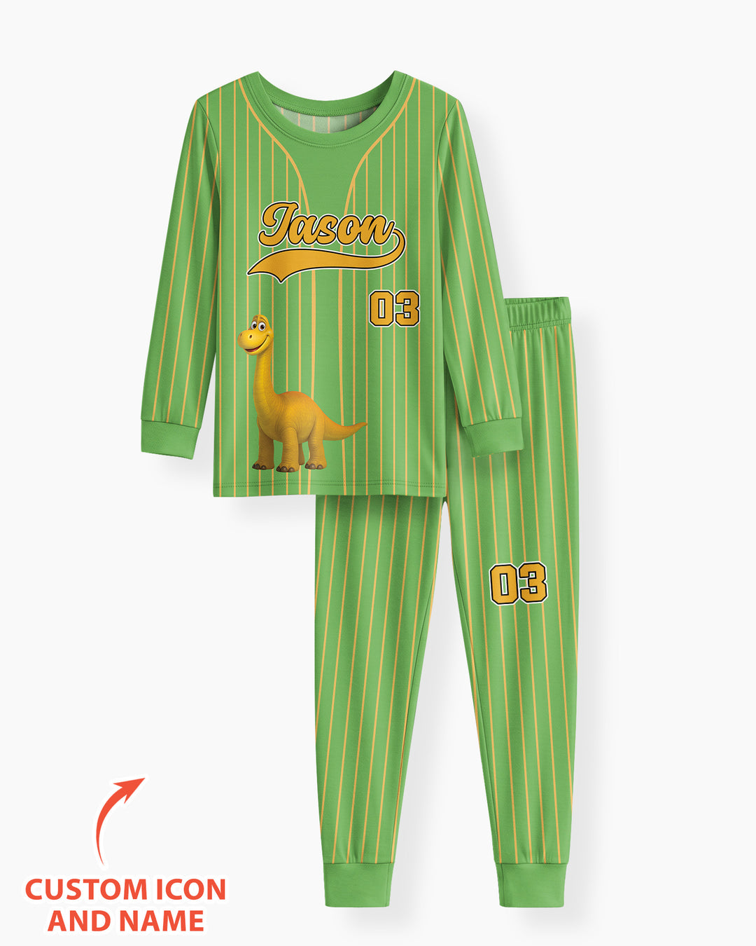 Kid Cartoon Dinosaurus Vehicles Bamboo Two Piece Long Sleeve Pajama Set
