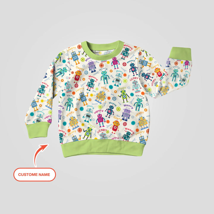 Robo Buddy Squad Custom Name Bamboo Crewneck Sweatshirt