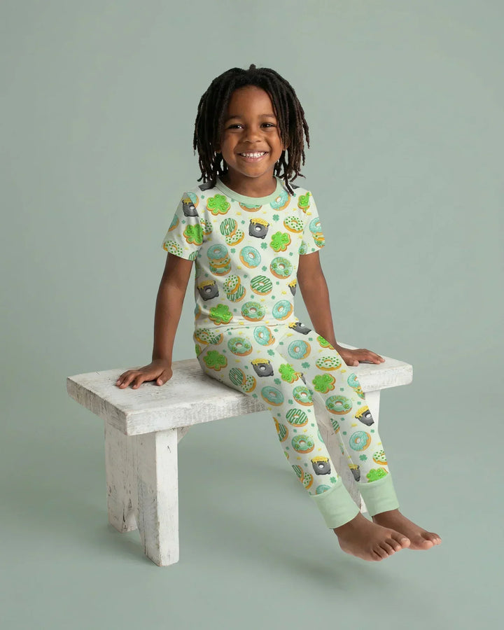 St. Patrick's Day Donut Bamboo Two Piece Short Sleeve Pajama Set