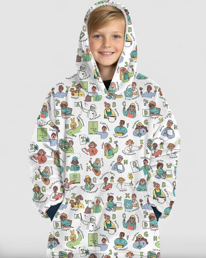 Jobs Alphabet Bamboo Blanket Hoodie