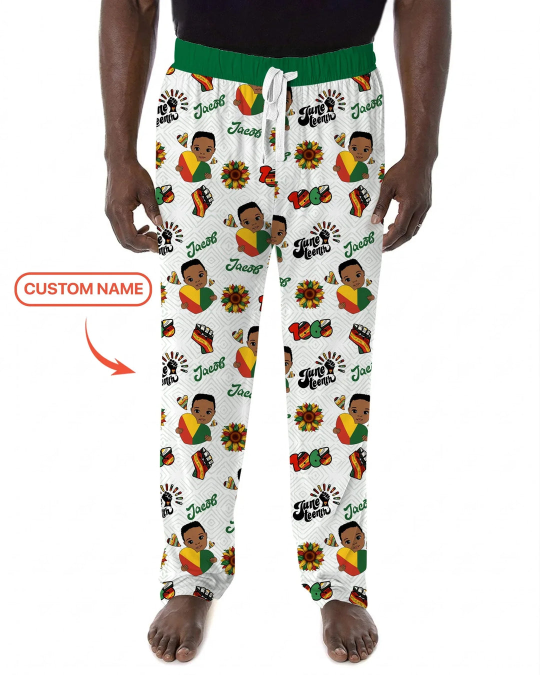Custom Name Bloom in Freedom Men's Pajama Set