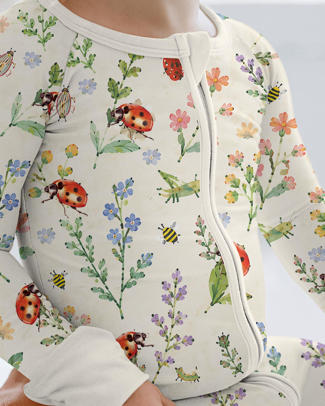Ladybug Floral Wild Flower Vintage Bamboo Convertible Zippy