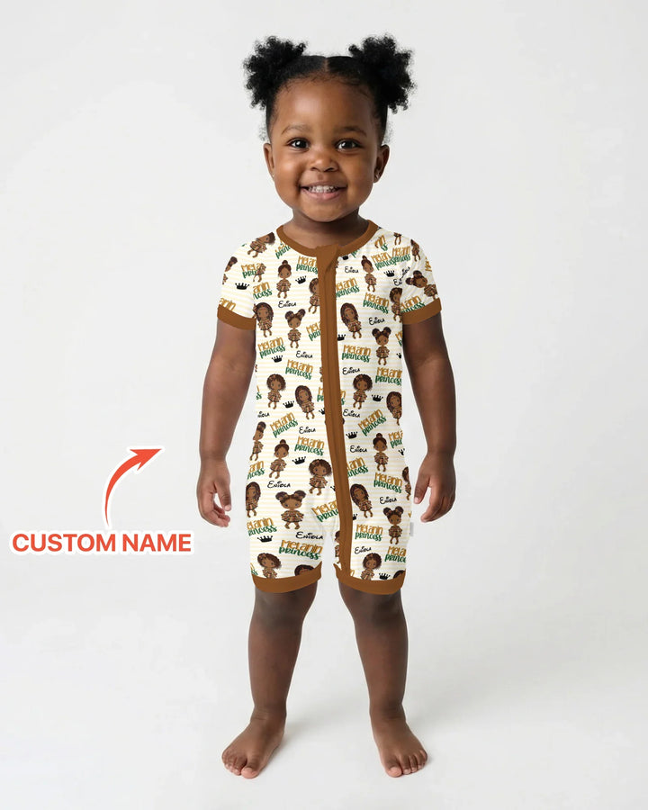 Custom Name Melanin Princess Bamboo Shorty Zippy