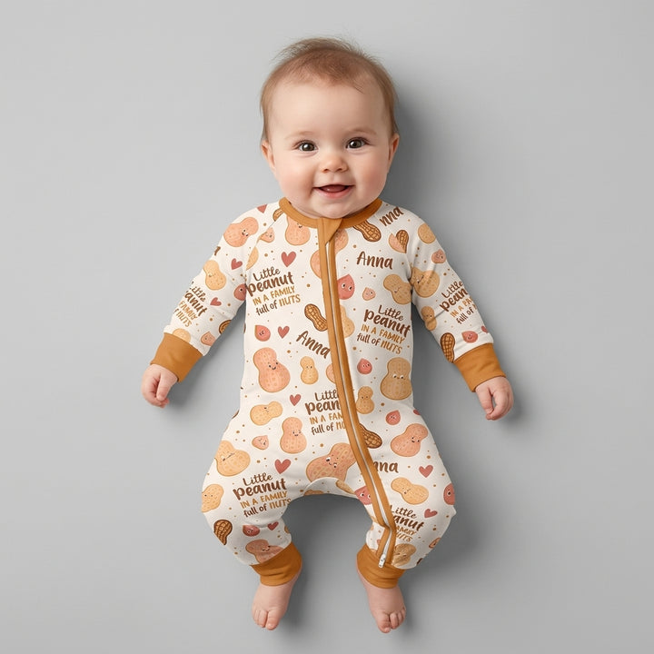 Custom Name Little Peanut In A Family Full Of Nuts Bamboo Convertible Zippy