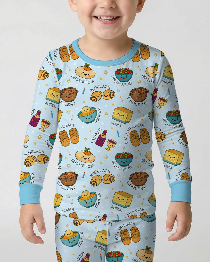 Shabbat Shalom Bamboo Two Piece Long Sleeve Pajama Set