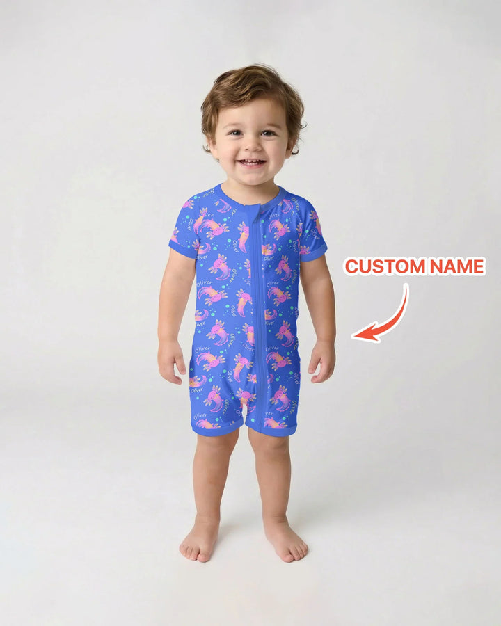Axolotl Glow Custom Name Bamboo Shorty Zippy