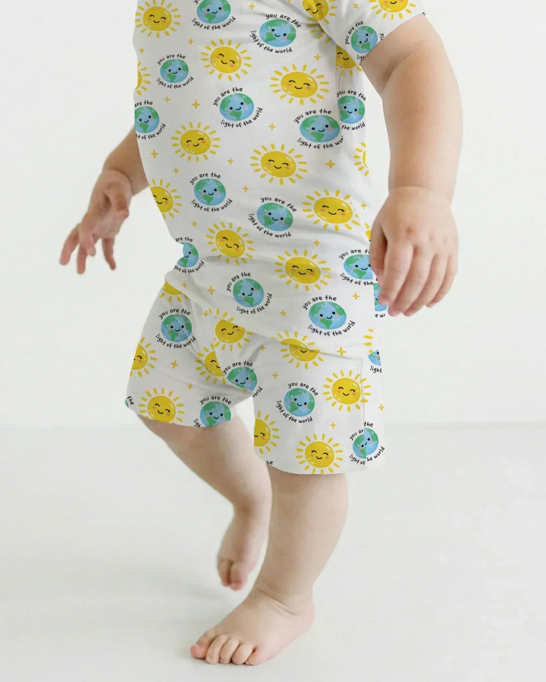 Matthew 5:14 Light of the World Bamboo Two Piece Short Sleeve Shorts Pajama Set