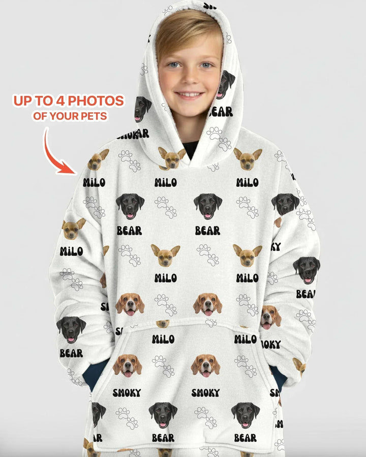 Custom Name and Pet Photos Bamboo Blanket Hoodie