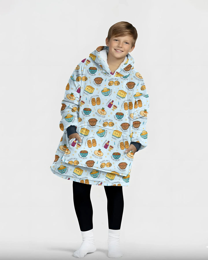 Shabbat Shalom Wearable Bamboo Blanket Hoodie