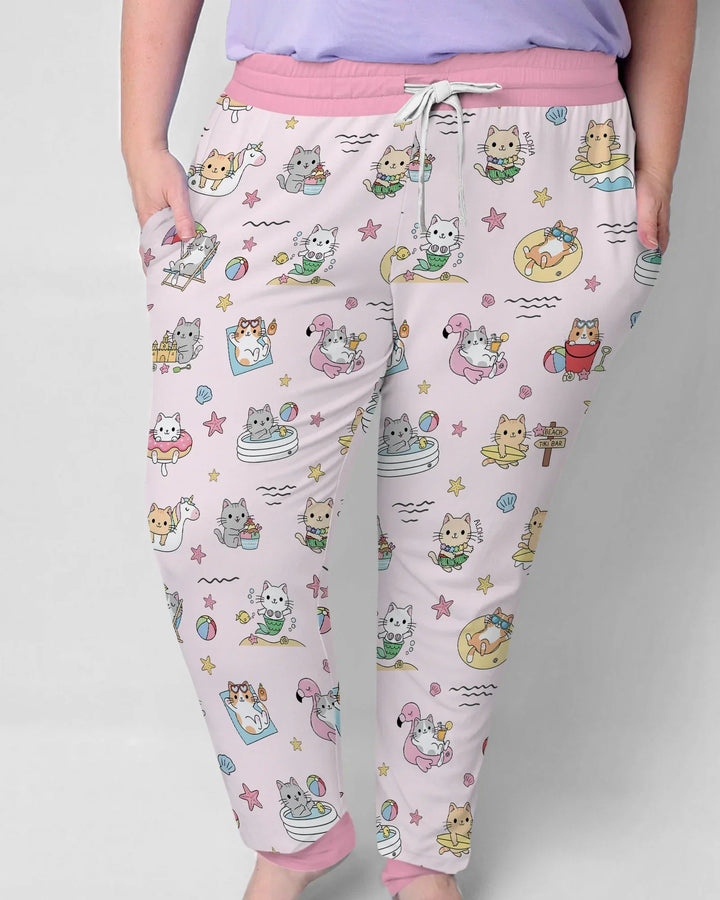 Kawaii Cats Summer Vacation Bamboo Women Pajama Set