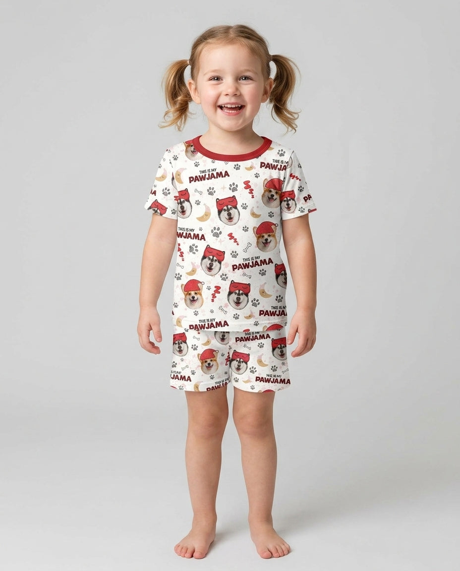 Custom Pet Photo This Is My Pawjama Bamboo Two Piece Short Sleeve Shorts Pajama Set