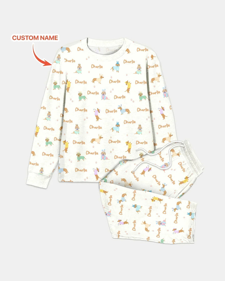 Custom Name Easter Dachshund Bamboo Men's Pajama Set