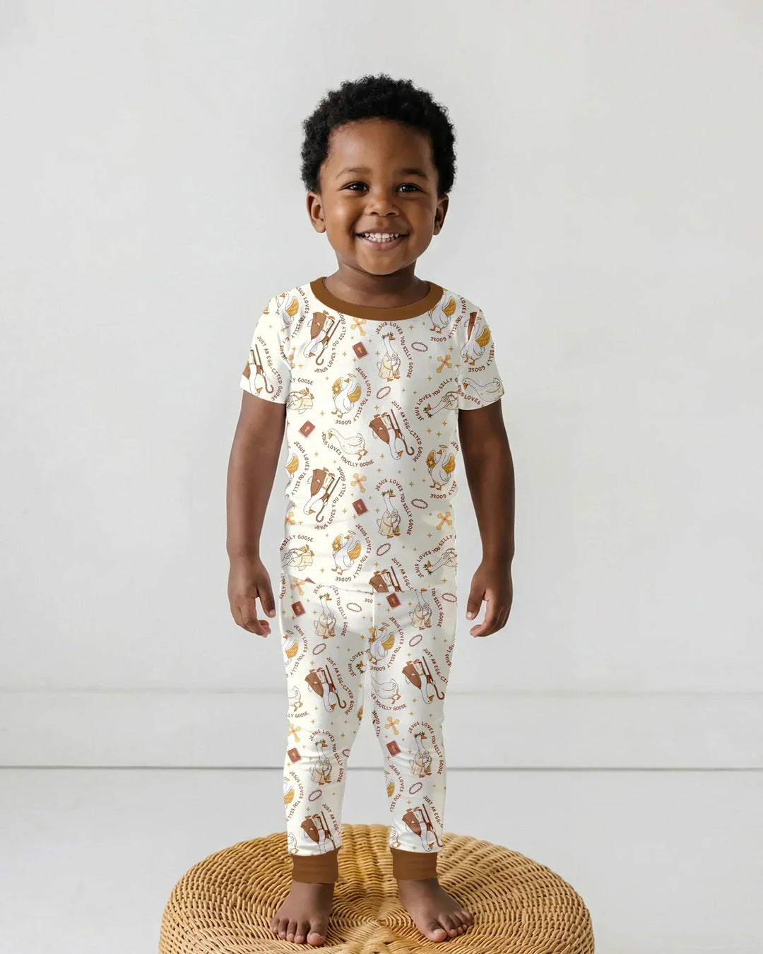 Jesus Loves You Silly Goose Bamboo Two Piece Short Sleeve Pajama Set