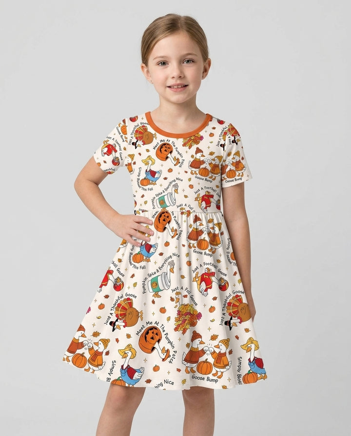 Just A Fall Goose Family Matching Bamboo Twirl Dress