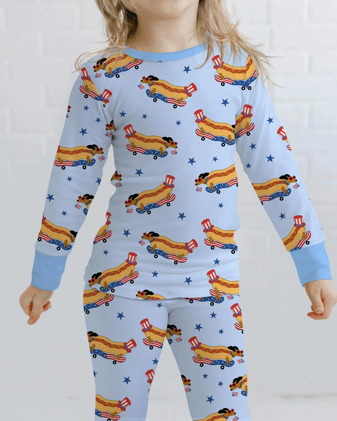 American Hot Dog Bamboo Two Piece Long Sleeve Pajama Set