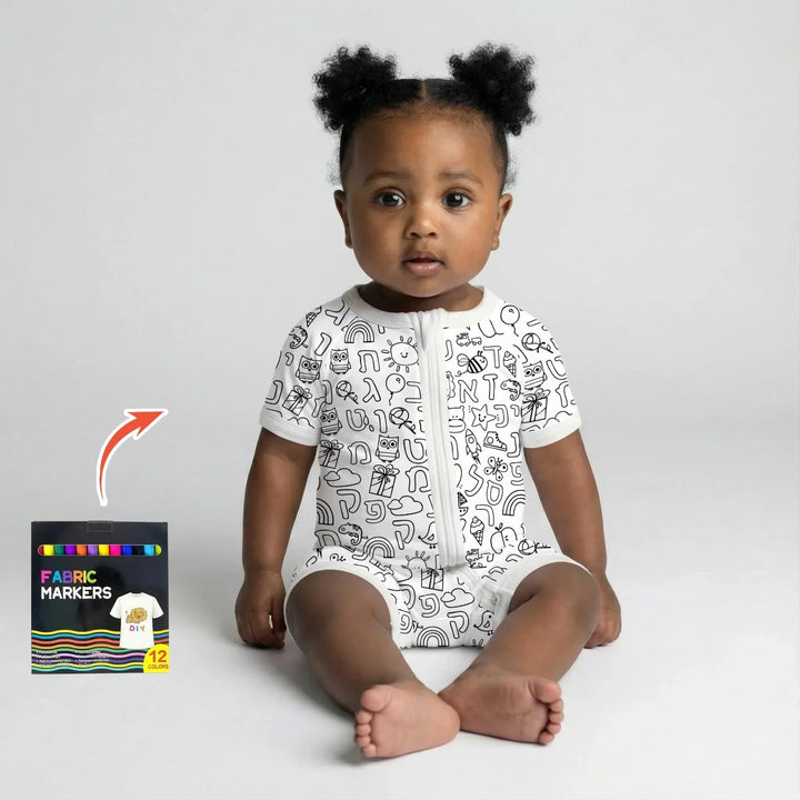 Hebrew Alphabet Colorable Bamboo Shorty Zippy
