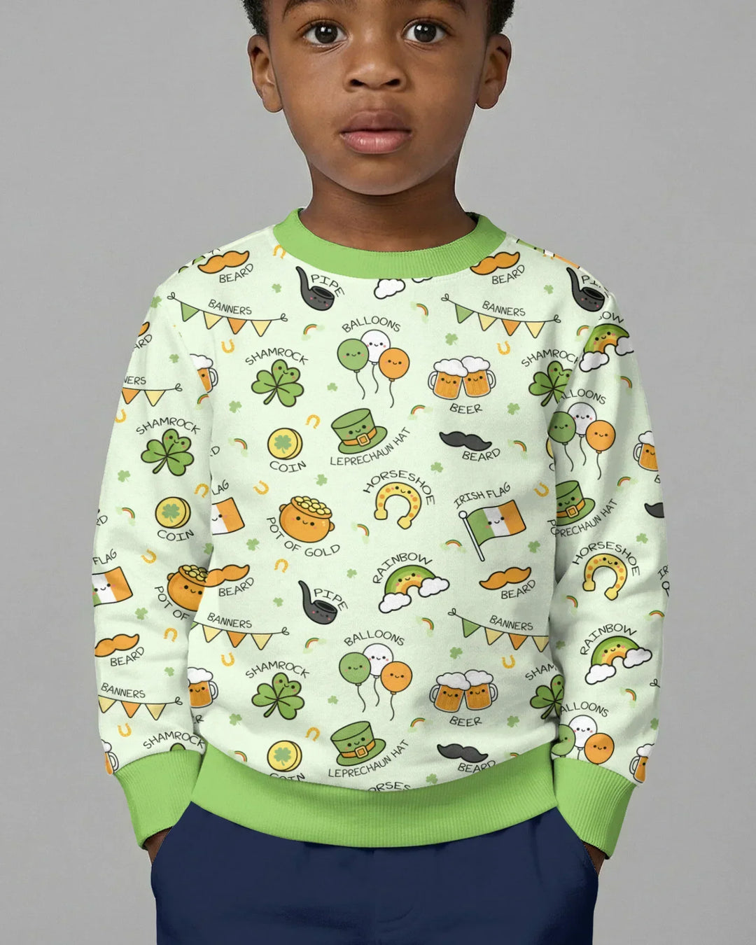 Kawaii St Patrick's Day Bamboo Crewneck Sweatshirt