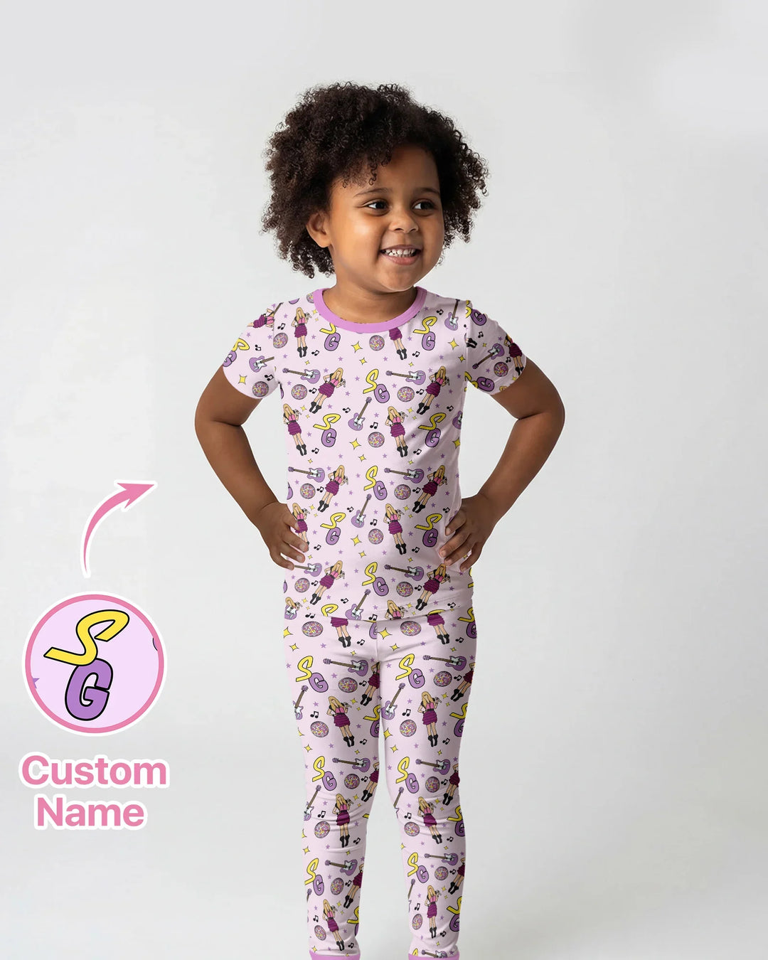 Custom Name Mini Rockstar Two Piece Short Sleeve Pajama Set