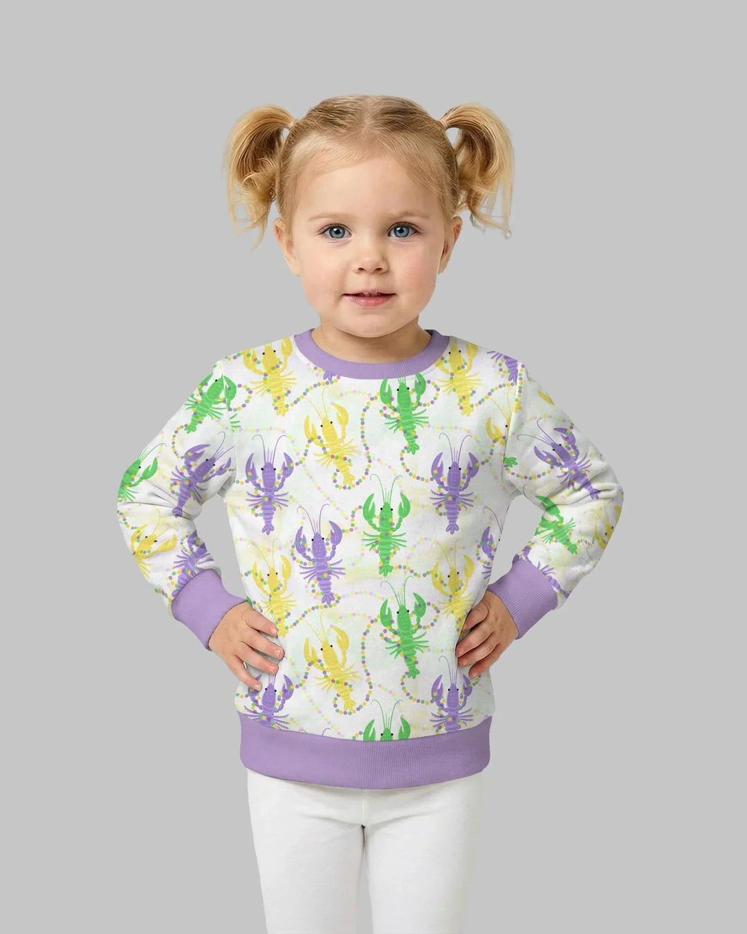 Mardi Gras Crawfish Family Matching Bamboo Crewneck Sweatshirt