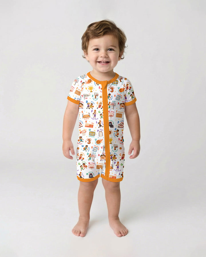 Basketball Alphabet Bamboo Shorty Zippy