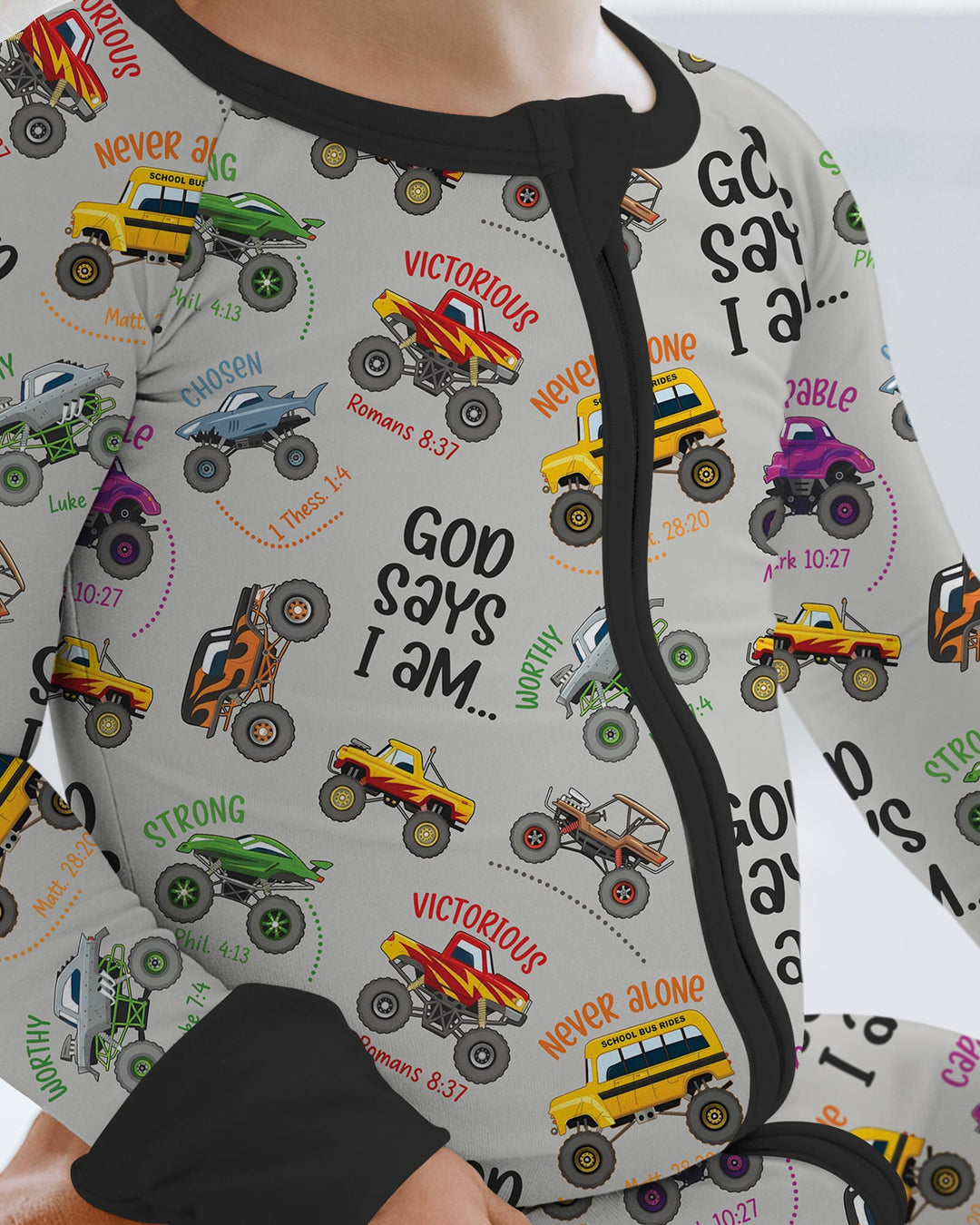 God Says I Am Monster Truck Bamboo Convertible Zippy