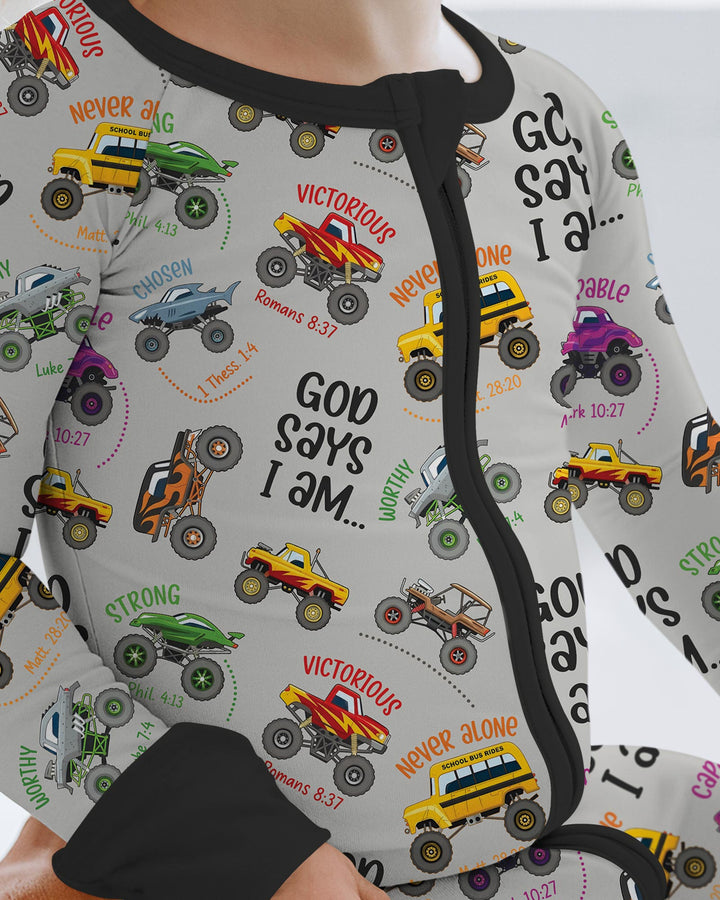 God Says I Am Monster Truck Bamboo Convertible Zippy