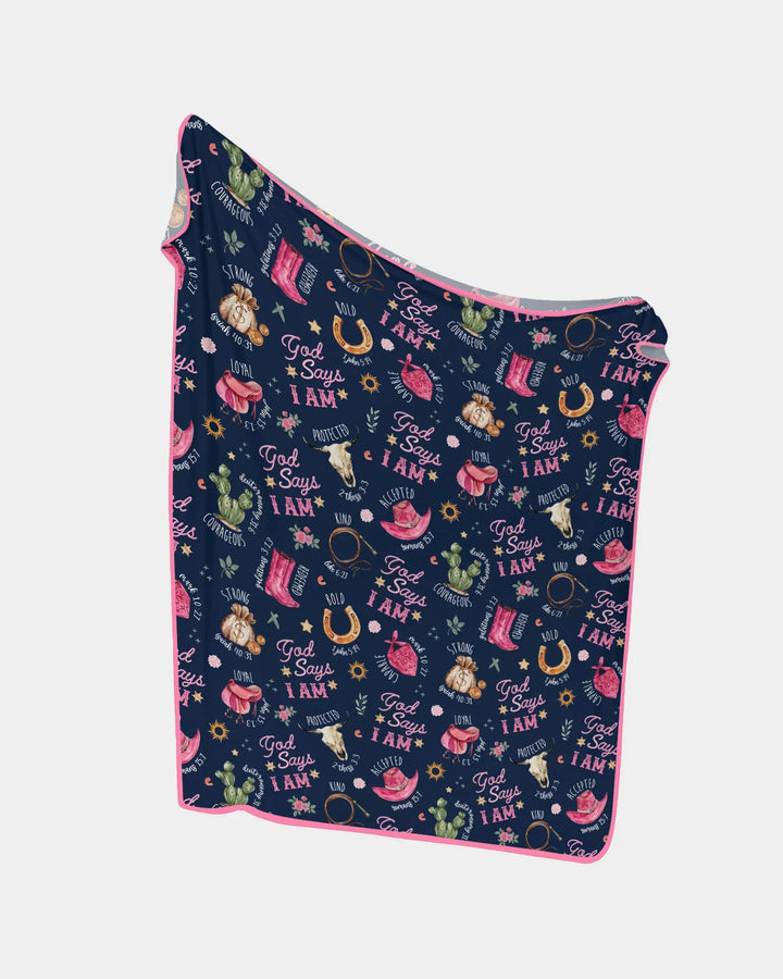 God Says I Am Western Faith Bamboo Blanket