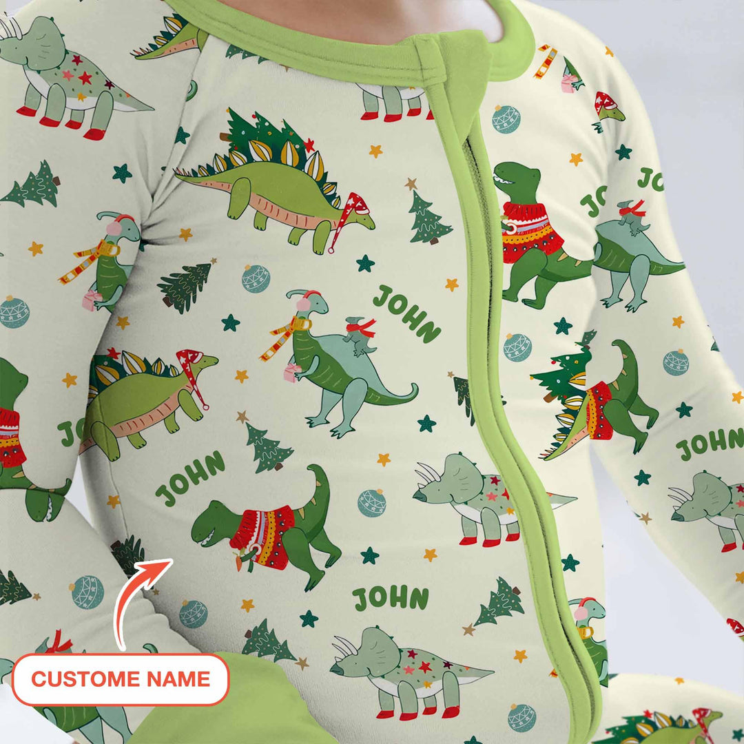 Custom Name Dinosaurs Christmas Tree Bamboo Convertible Zippy