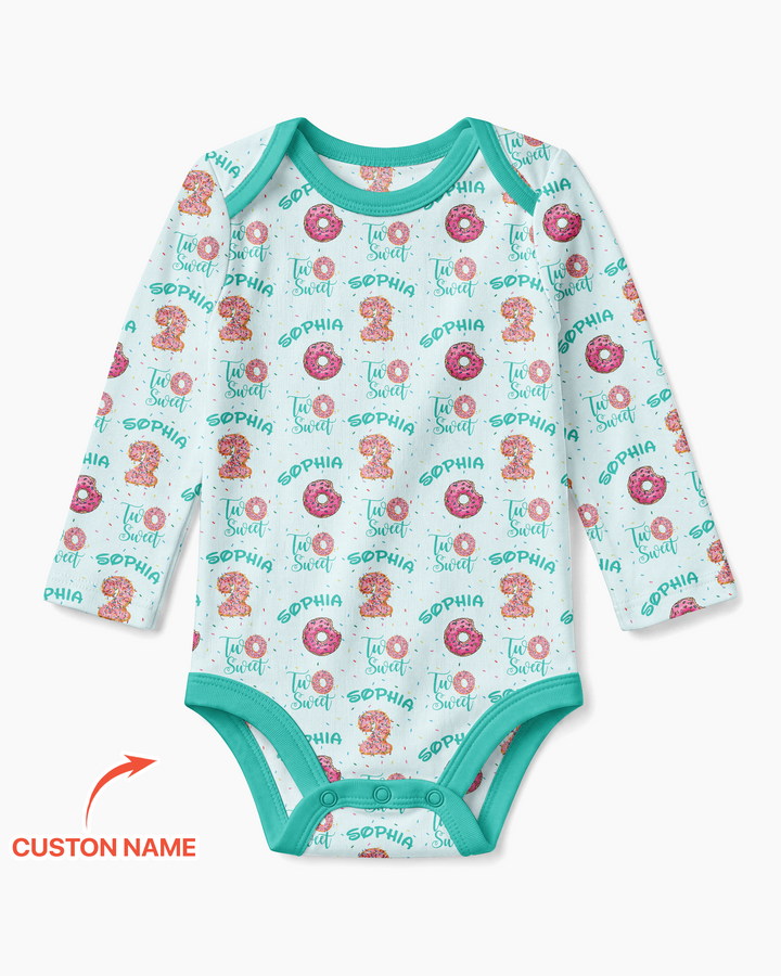 Custom Name Two Sweet Donut Bamboo Bodysuit