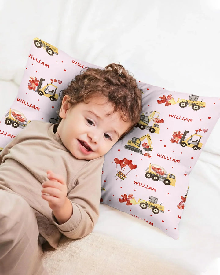 Custom Name Valentine Trucks Family Matching Bamboo Pillow Case