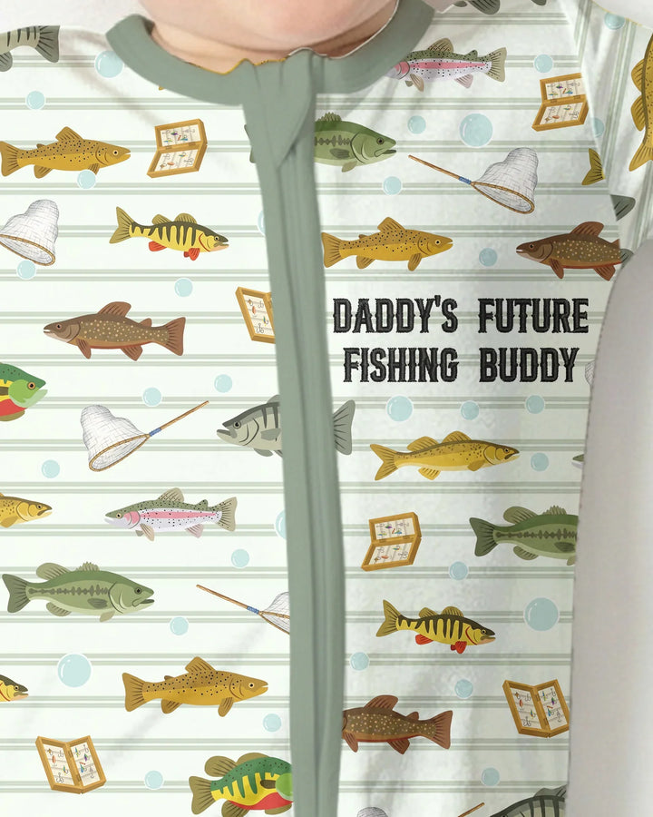 Embroidered Fishing Dad And Me Matching Bamboo Convertible Zippy
