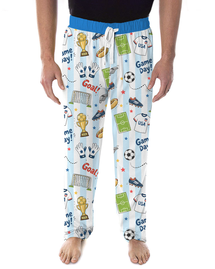 Striped Soccer Game Day Family Matching Bamboo Men's Pajama Set