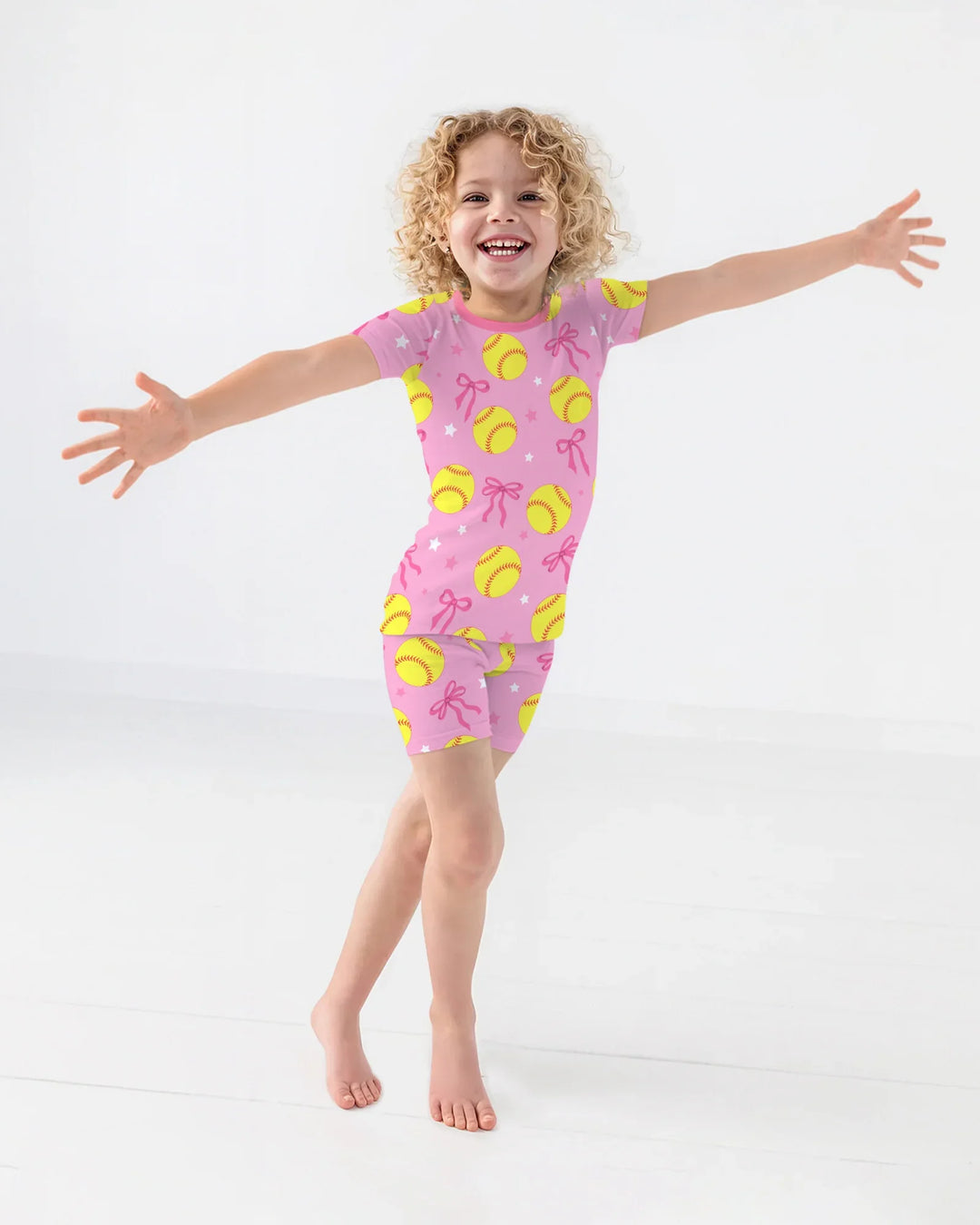 Softball Lovers Bamboo Two Piece Short Sleeve Shorts Pajama Set
