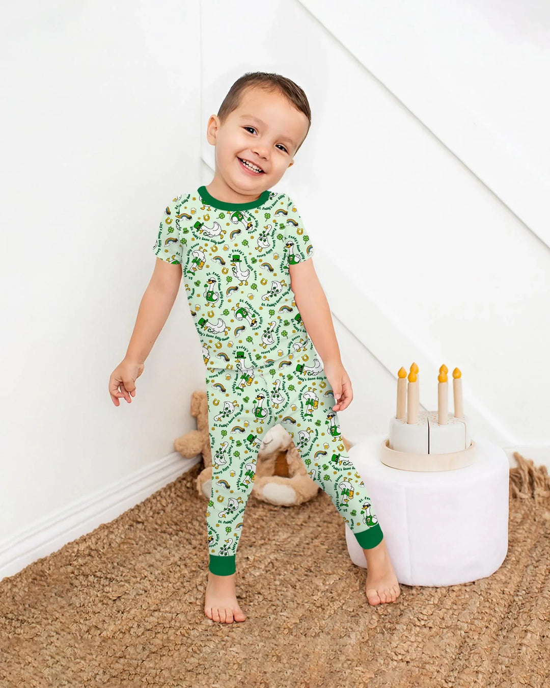 St. Patrick's Day Silly Goose Bamboo Two Piece Short Sleeve Pajama Set