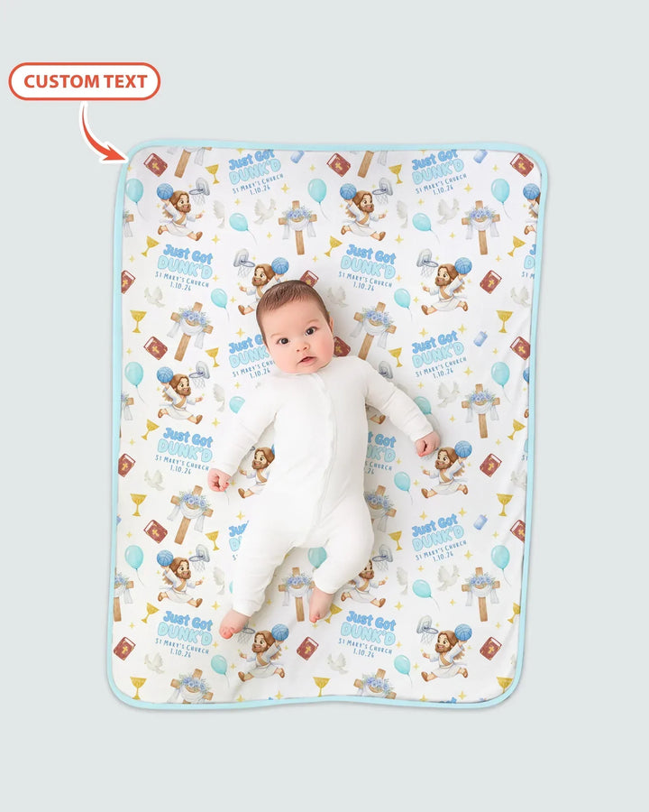 Custom Name Baptism Just Got Dunk'd Bamboo Blanket
