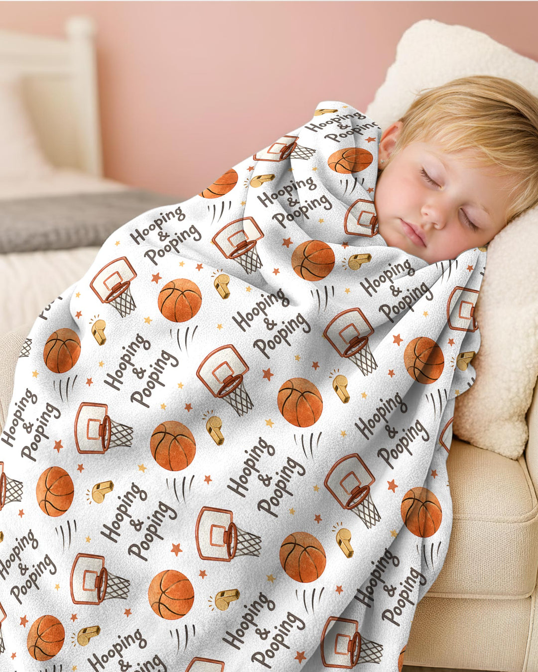 Funny Basketball Hooping & Pooping Bamboo Blanket
