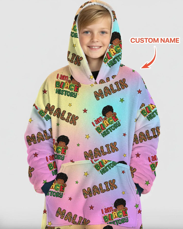 Custom Name I Am Black History Custom Bamboo Blanket Hoodie