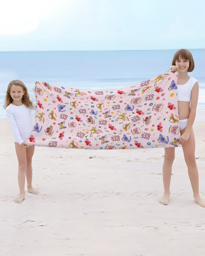 God says I am Butterfly Bamboo Beach Towel