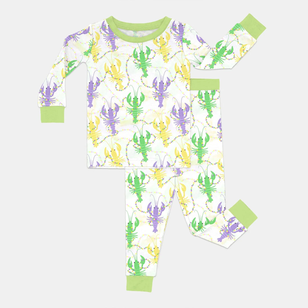 Mardi Gras Crawfish Family Matching Bamboo Two Piece Long Sleeve Pajama Set
