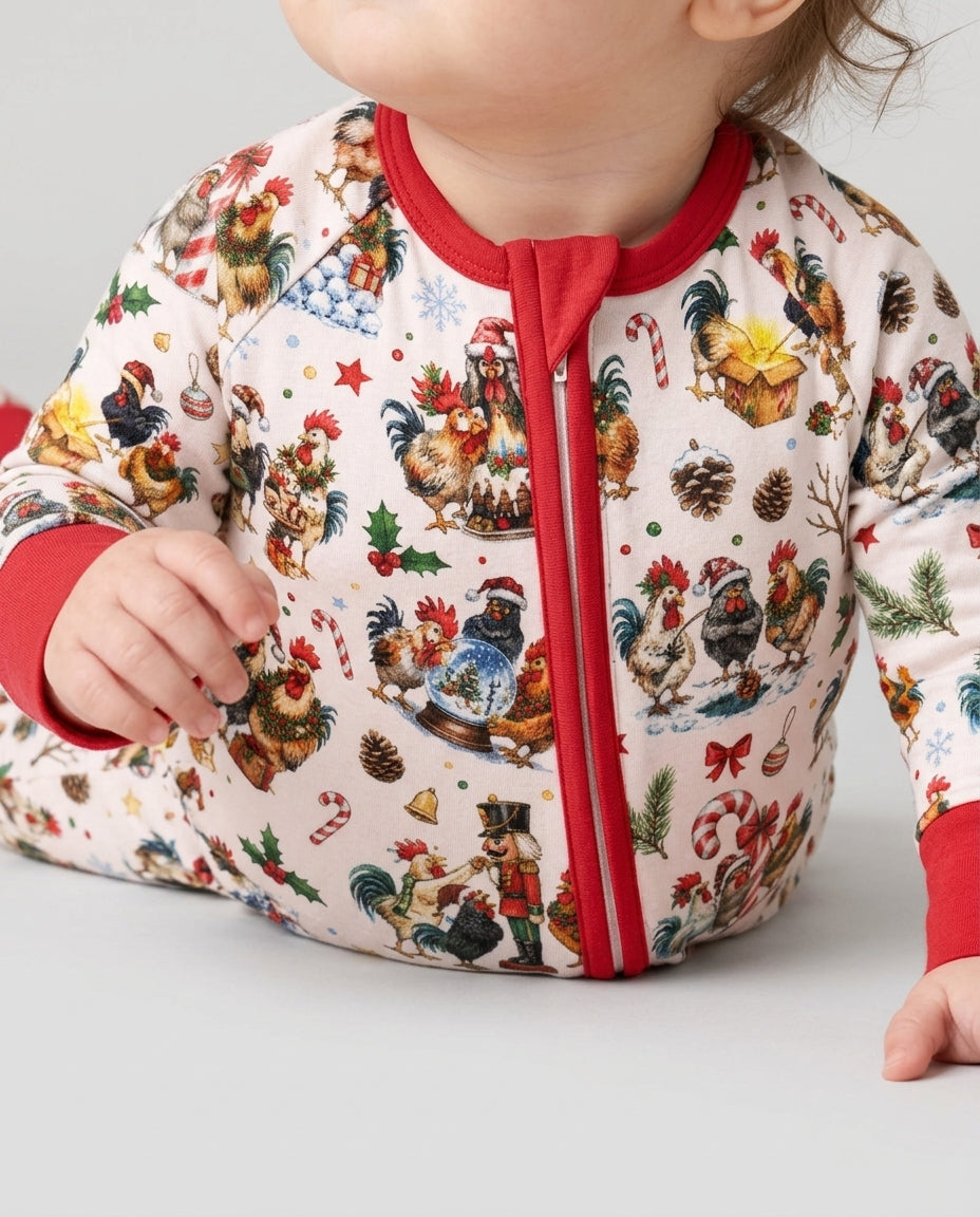 Funny Roosters On Christmas Bamboo Convertible Zippy