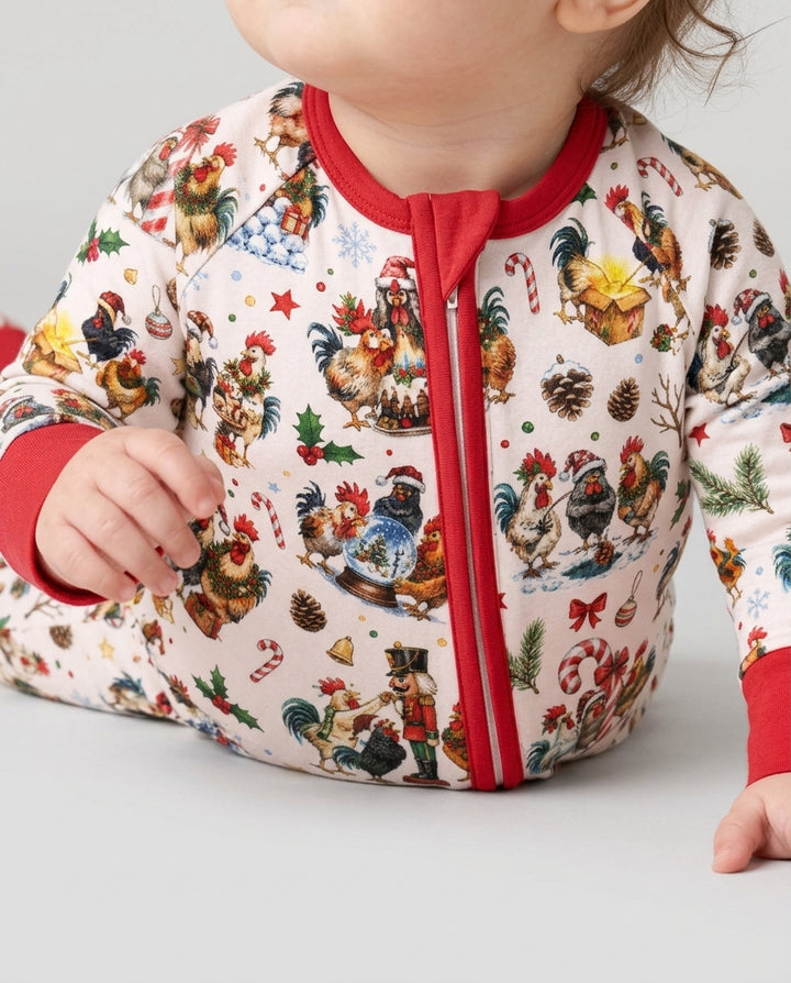 Funny Roosters On Christmas Bamboo Convertible Zippy