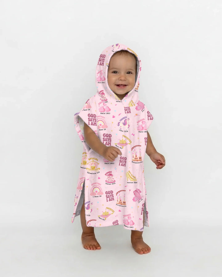 God Says I Am Girl Bamboo Swim Poncho