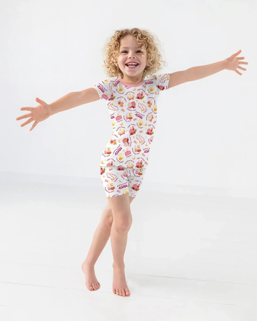 Ramadan Mubarak Matching Family Bamboo Two Piece Short Sleeve Shorts Pajama Set