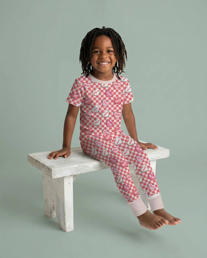 Valentine in Hearts Bamboo Two Piece Short Sleeve Pajama Set